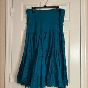 Teal Tiered Maxi Skirt - Women